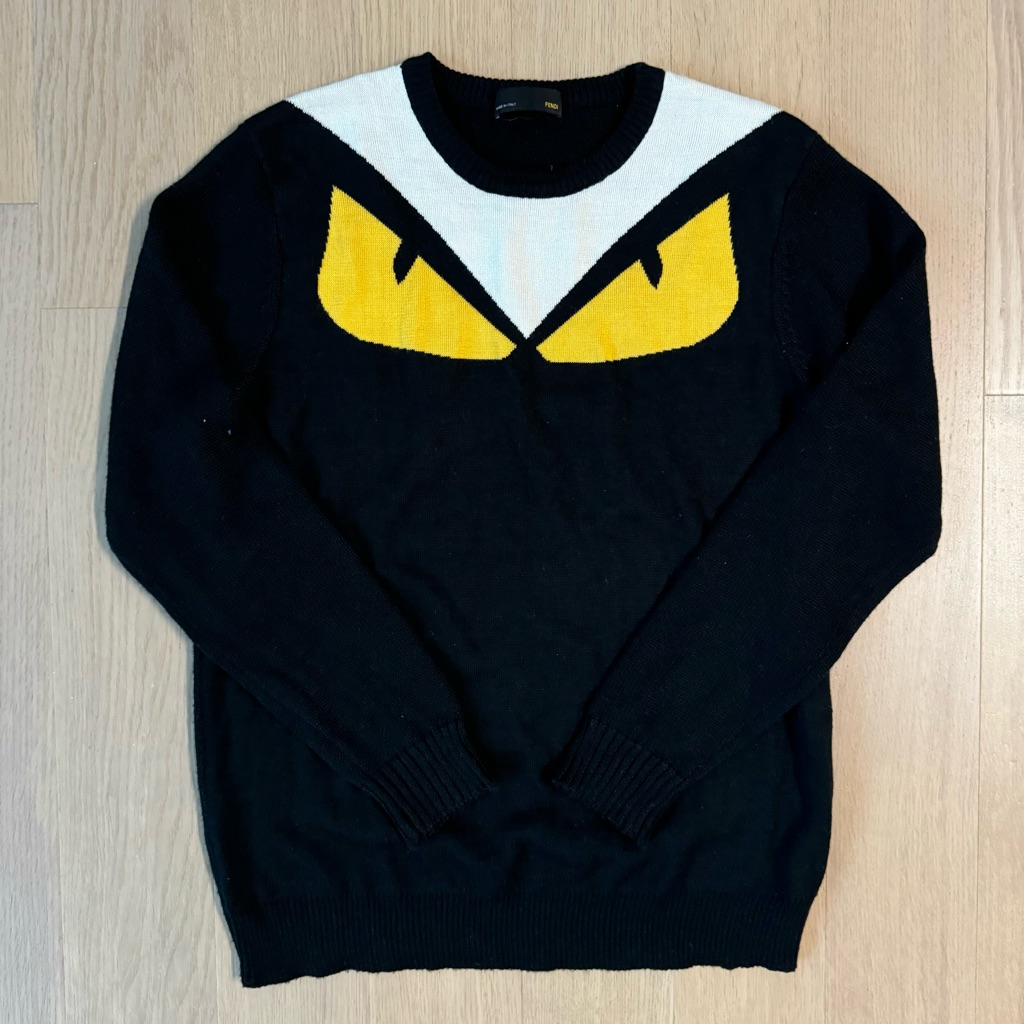 Fendi Monster Eyes Black Crewneck Sweater Size M